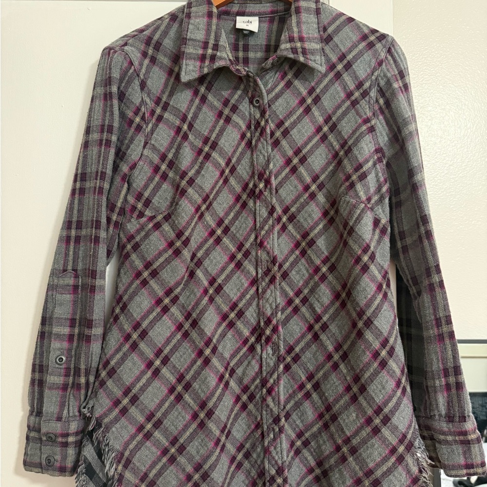 CAbi Gray and Purple Plaid Shirt